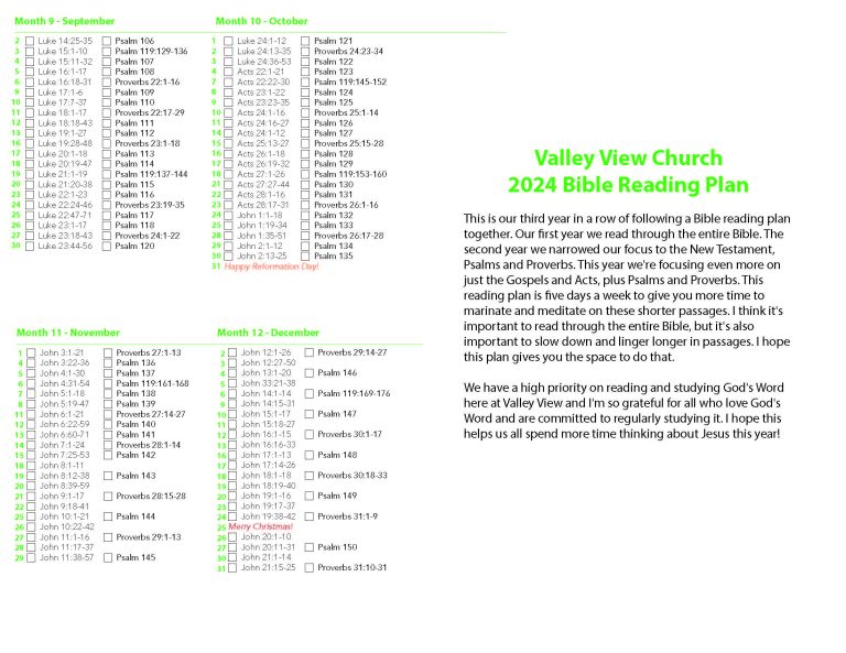 Bible Reading Plan 2024 - Valley View Church